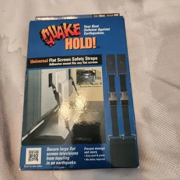 QuakeHOLD! Universal‎ Flat Screen TV Safety Straps. Secure TVs. Kid safety. NEW - Picture 2 of 11